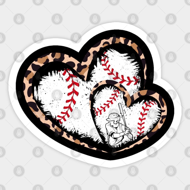 Twin hearts, Baseball, leopard, baseball player Sticker by Sandra Holloman